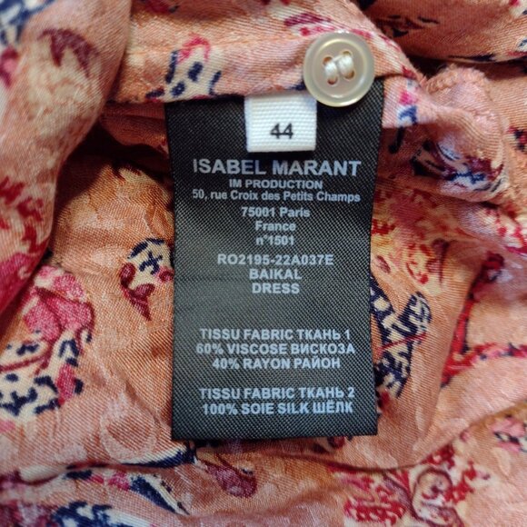 Isabel Marant Étoile Baikal Floral Wrap Mini Dress Robe Puff Sleeve Size 12 NWOT - Picture 11 of 11